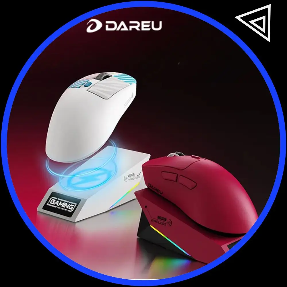 

Мышь DAREU AE7, беспроводная, трехрежимная, двойная, 8k, для киберспорта, для средних и больших, для правой руки, эргономичная игровая мышь, зарядная база с RGB-подставкой