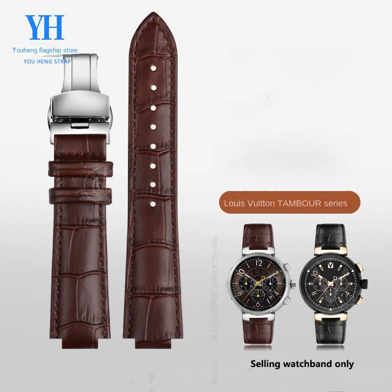 Men and Women's Genuine Leather Watch Strap For LV Tambour Series Q1121 Q114k Watch Band Male Interface 10mm/12mm  Watch Belt