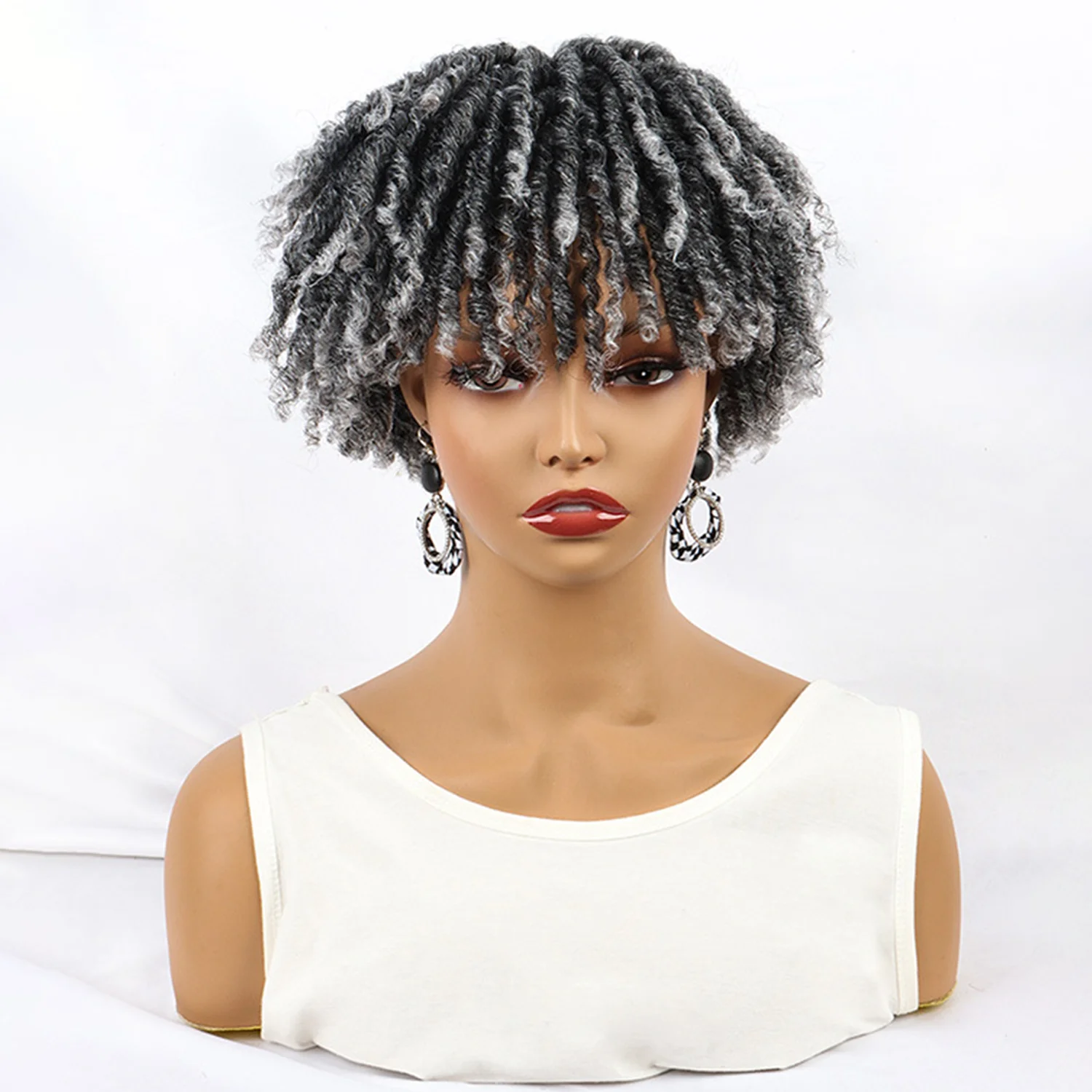 6 Inch Afro Dreadlock Hair Toppers Hair Pieces Synthetic Kinky Curly Wig One Piece Dreads Toupee Clip Hair for Women And Men