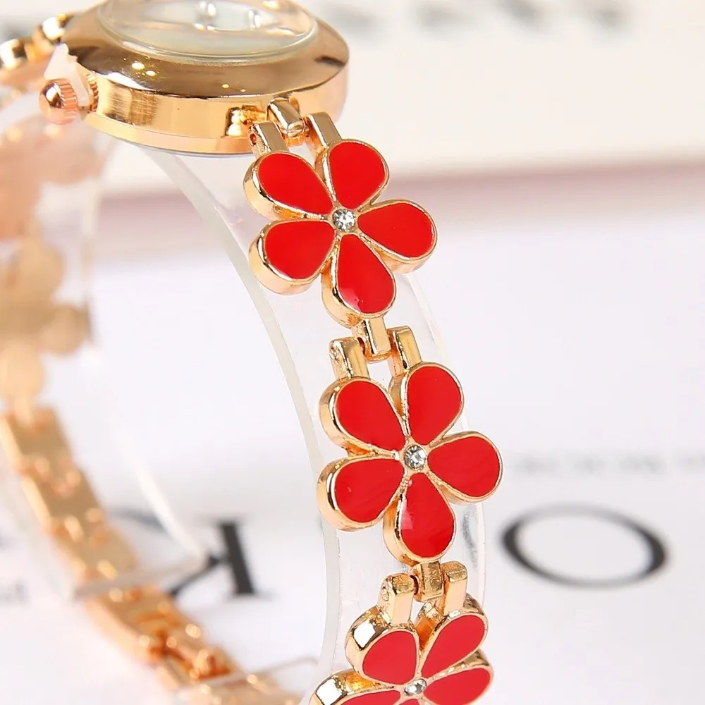 High Quality Multi Color Women's Quartz Watch Five-Leaf Flower Small & Delicate Quartz Wristwatch Ladies Watch Ladies Gif