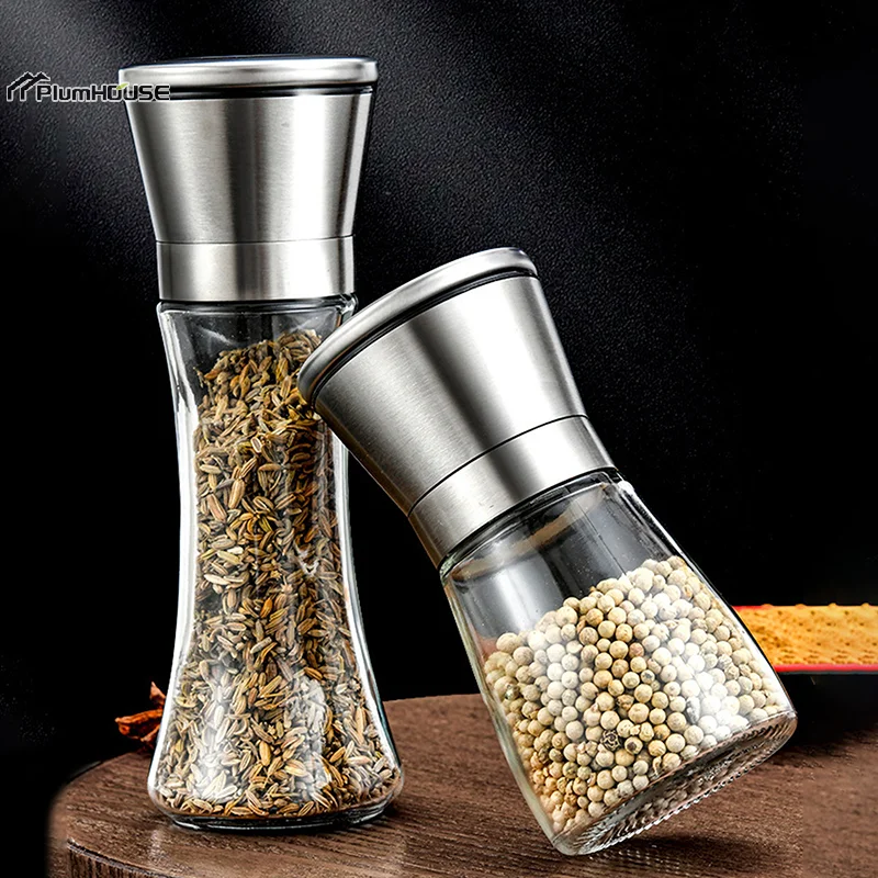 Manual Salt Mill Pepper Grinder Seasoning Bottle Jar Stainless Steel Spice Grinding Salt Shaker Kitchen Accessories