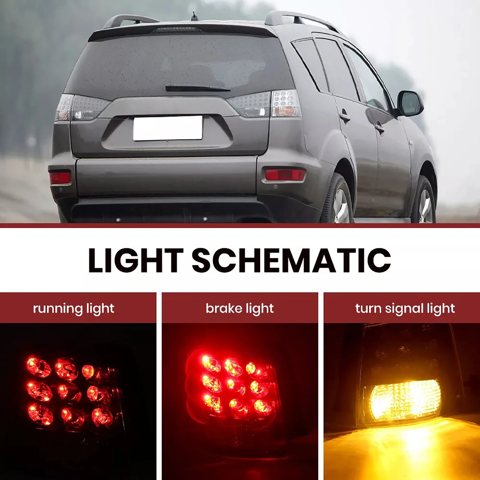 

Задние фонари для Mitsubishi Outlander EX 2007-2013: светодиодные, с функциями ходовых огней, заднего хода, стоп-сигнала и указателей поворота