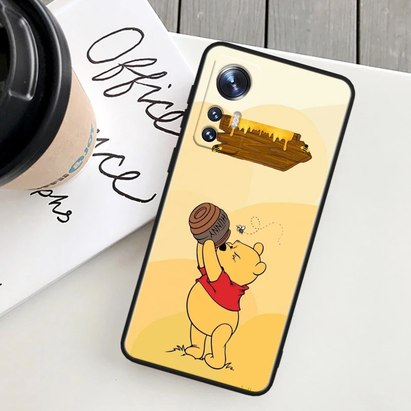 Cool Disney Winnie Bear For Xiaomi Mi 10T 10S 9T 9 SE 8 A3 A2 A1 6X 5X CC9E Note 10 Lite Pro Mix 3 Black Soft Phone Case