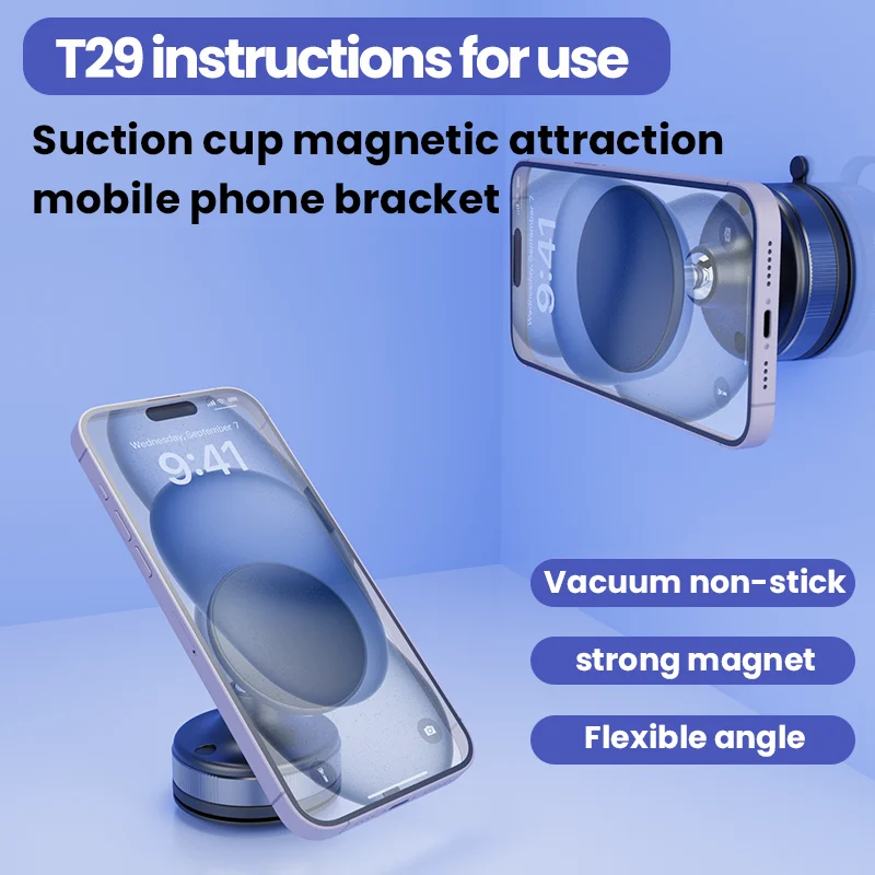 

Vacuum Suction Cup Mobile Phone Holder Desktop Vacuum Adsorption Magnetic Holder Rotating Lazy Mobile Phone Support Stand