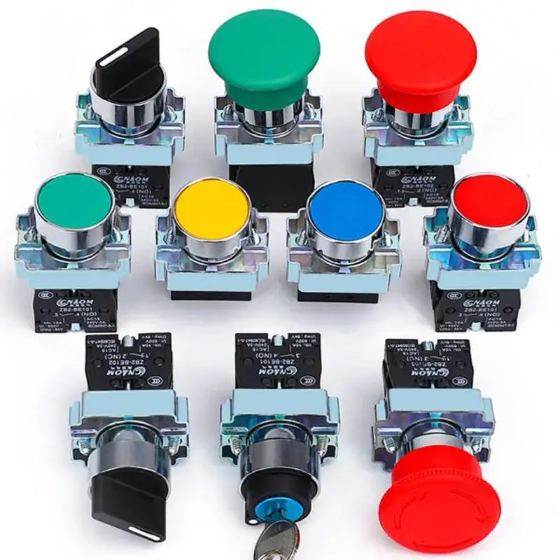 Button Switch Xb2-be101c Second And Third Gear With Light Self Locking Knob Switch 24v220 One Normally Open Red Green