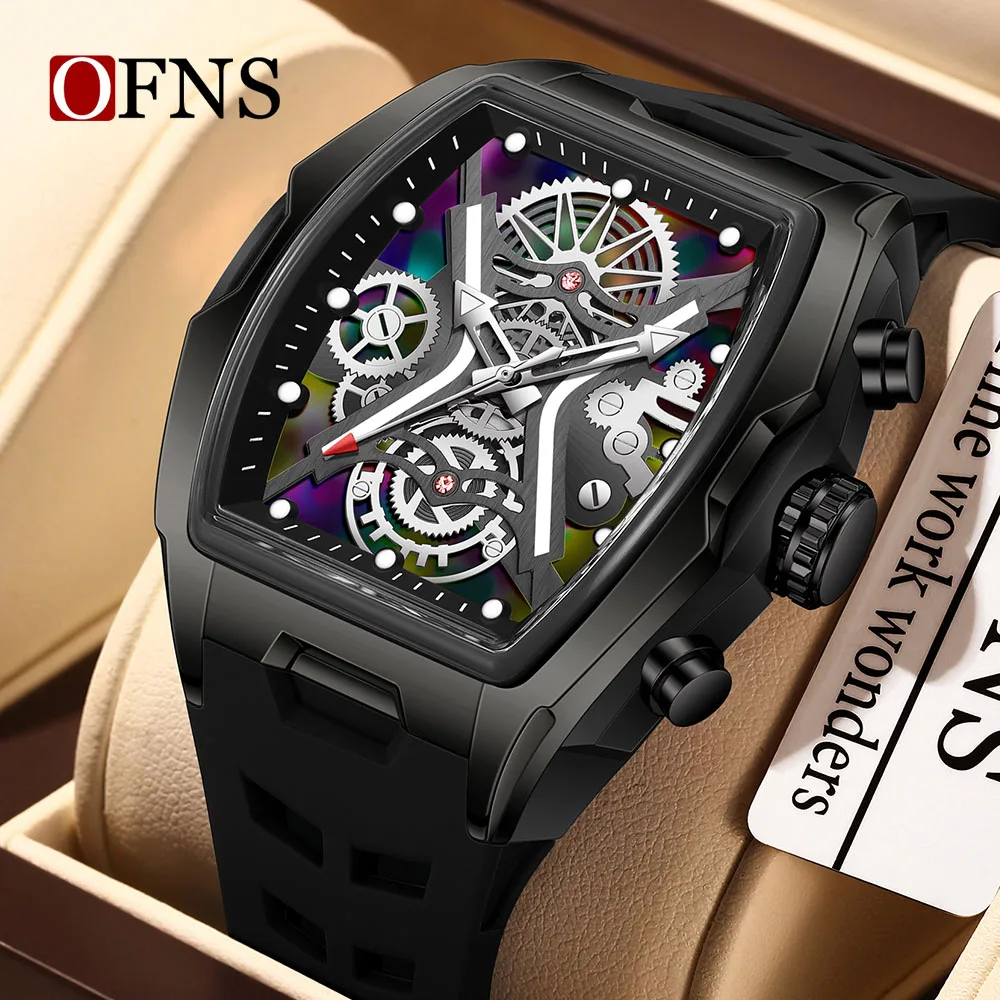 

OFNS 1213 Fashion Men's Quartz Watch Luminous Wristwatch Waterproof Silicone Strap Sports Leisure Watches for Man reloj hombre