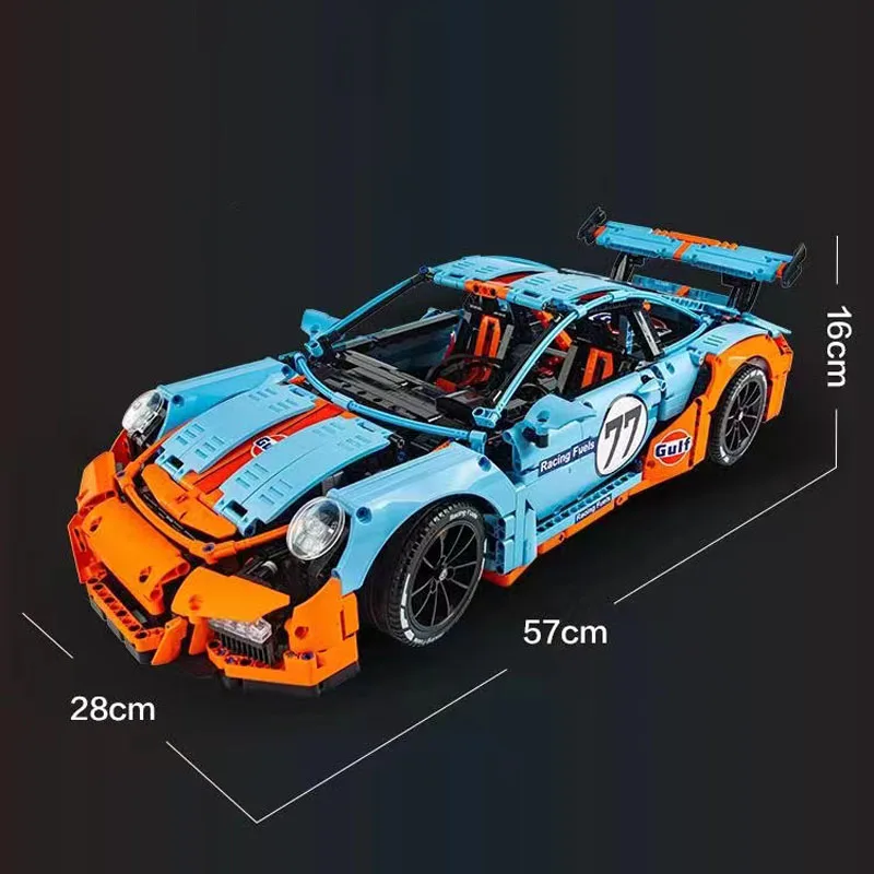 2022 New Technical Gulf oil Sports Car Building Blocks Model MOC Creative City Racing Bricks Toys for Boys Christmas Gift Set