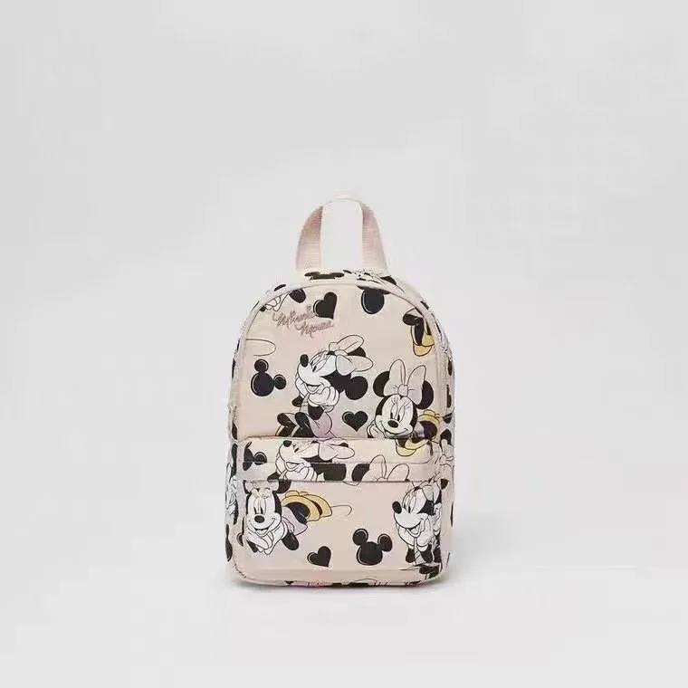 

Disney New Stitch Backpack Mickey Mouse Cartoon Fashion Backpack Women Minnie Canvas School Bag Fashion Large Capacity Backpack