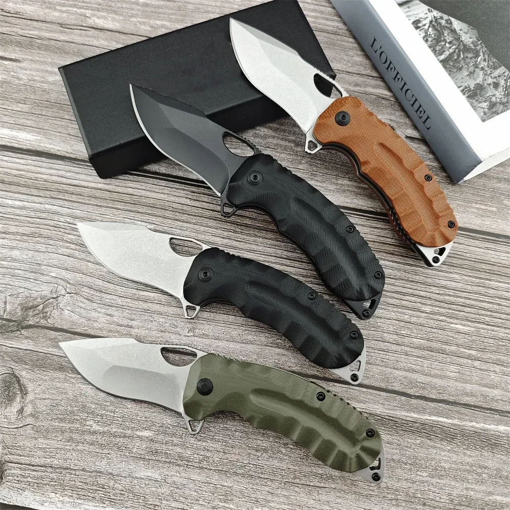 Little Kiku XRLTE-cuchillo plegable de bolsillo, CTS-XHP, hoja lisa satinada, Micarta de lino, táctico, para acampar al aire libre, herramienta EDC de caza