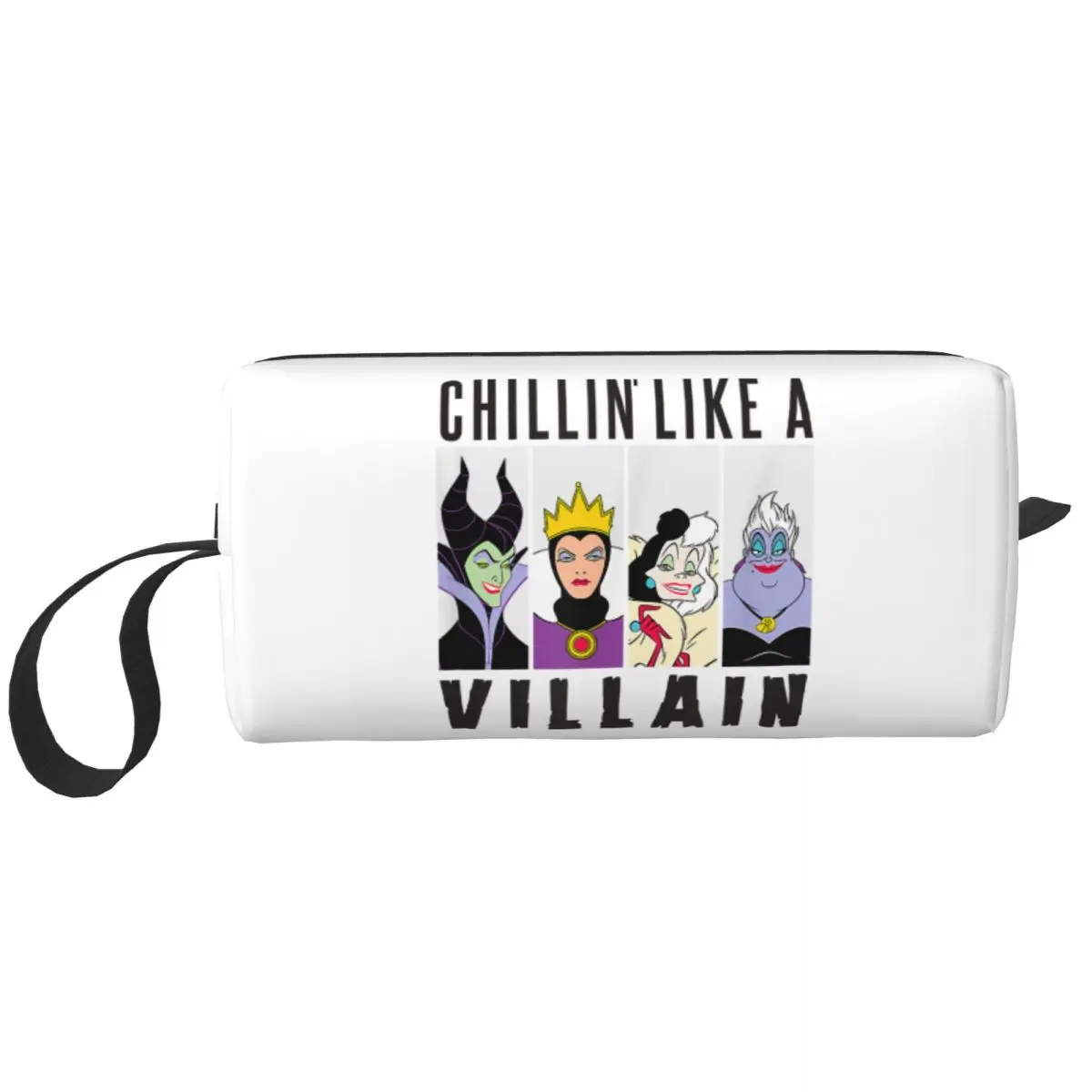 

Custom Chillin Like A Villain Travel Cosmetic Bag for Women Makeup Toiletry Organizer Lady Beauty Storage Dopp Kit