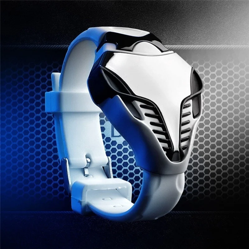 Hot Style LED Digital Military Watch  Men Wathces Colorful Silicone Triangle Dial Snake Head Sports Wristwatch Arm Band