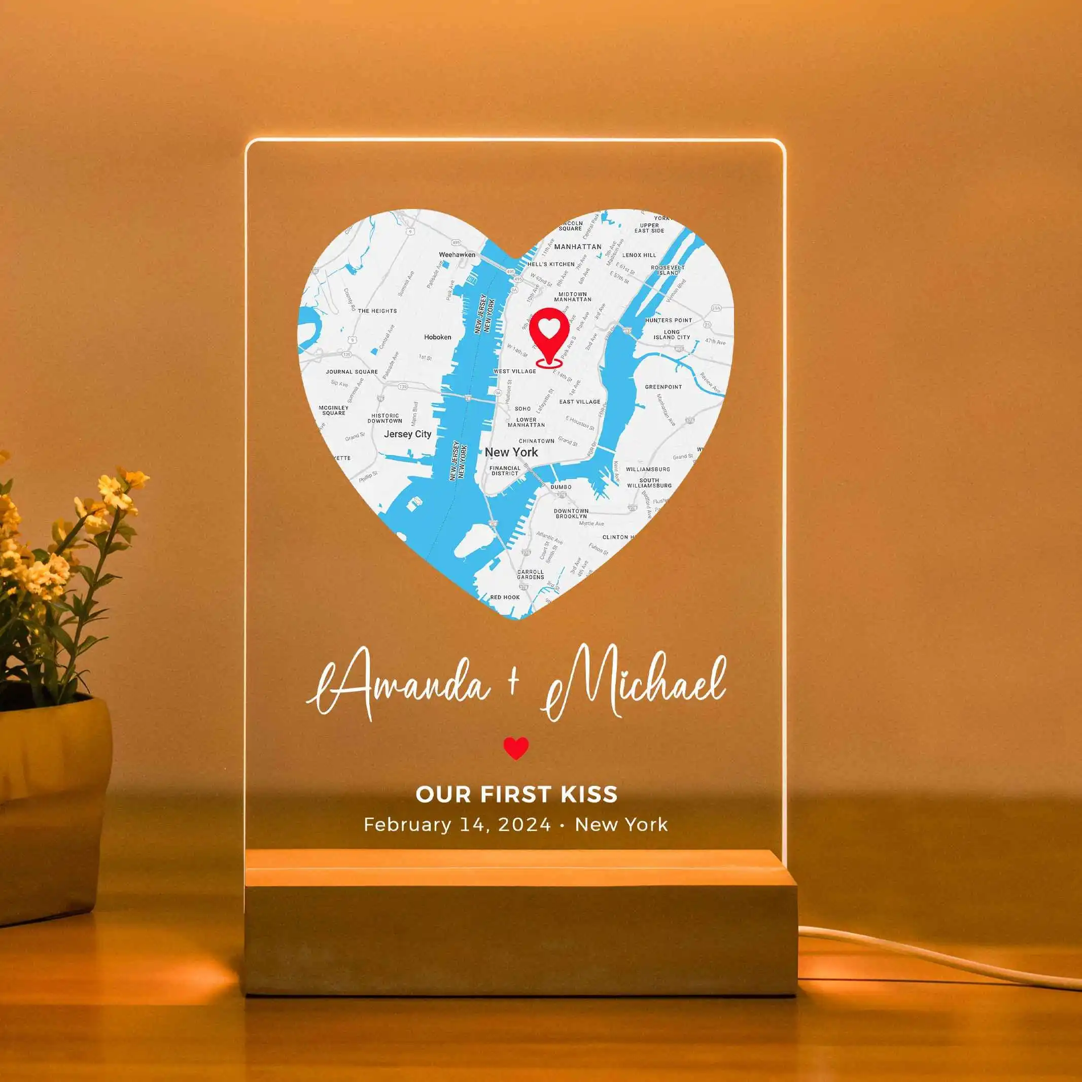 

Valentine's day Personalised Where We Met Map Acrylic Custom First Date Where It All Began Romantic I Love You Gift Love Gifts