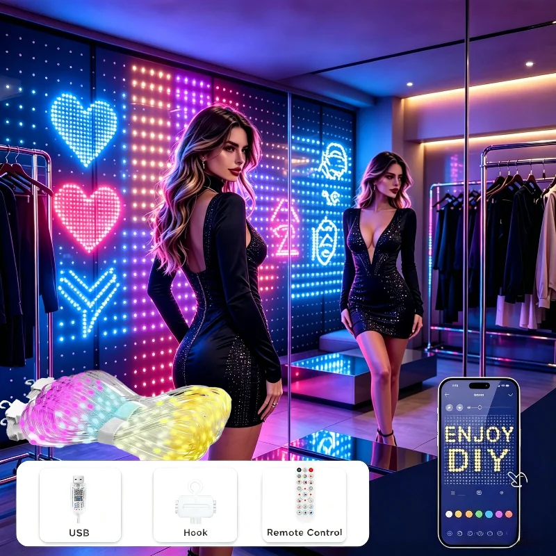 400LEDs Smart Curtain String Light Bluetooth APP Control Christmas Fairy Light DIY Picture Display Garland  Party Wedding Decor