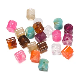 10pcs 11.5x12mm Cylindrical Beads Acrylic Imitation Stone Loose Spacer Bead for DIY Bracelet Necklace Jewelry Making Supplies