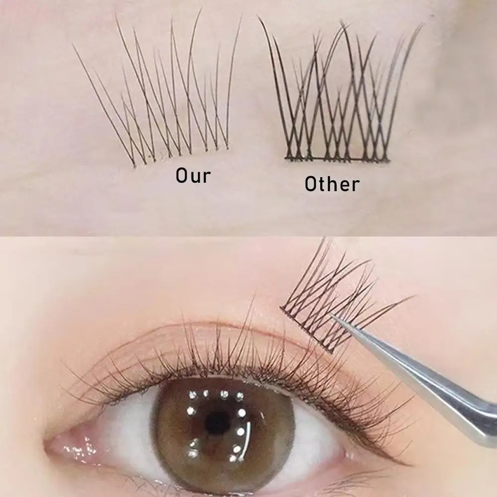 Neue natürliche Cluster-Fischschwanz-Typ, kleberfrei, selbstklebend, falsche Wimpern, Wimpernverlängerung, Make-up, natürlicher Cluster, 2025, neu – Detail 8