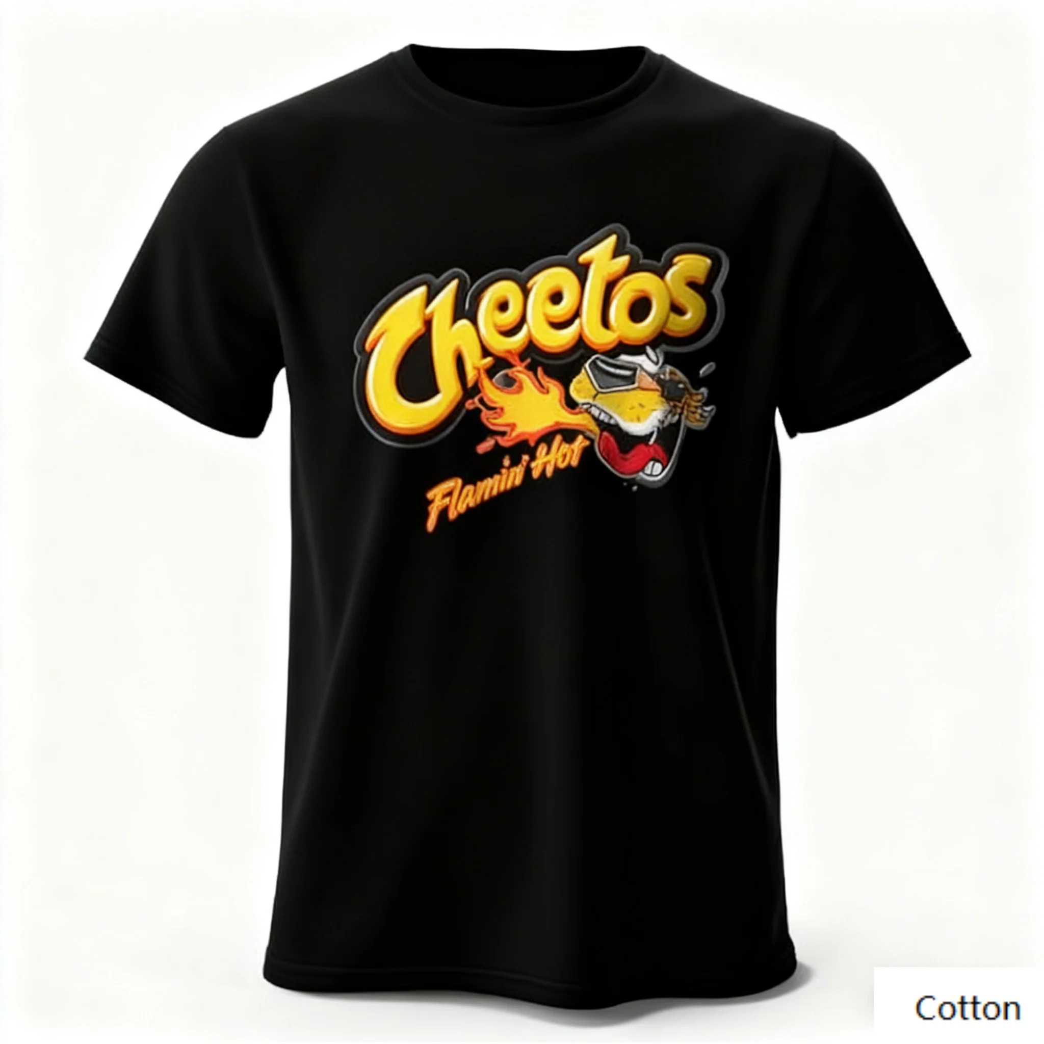 Snack Trendy - Estilo casual - Camiseta con cuello redondo para fanáticos con motivo de mascota de snack picante Camiseta informal de gran tamaño a la moda