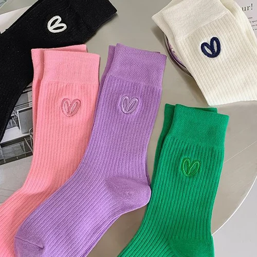 Calcetines cortos deportivos para mujer, medias de media pantorrilla con estampado de amor, coloridos japoneses, transpirables, informales, cálidos, 1, 2 o 3 pares