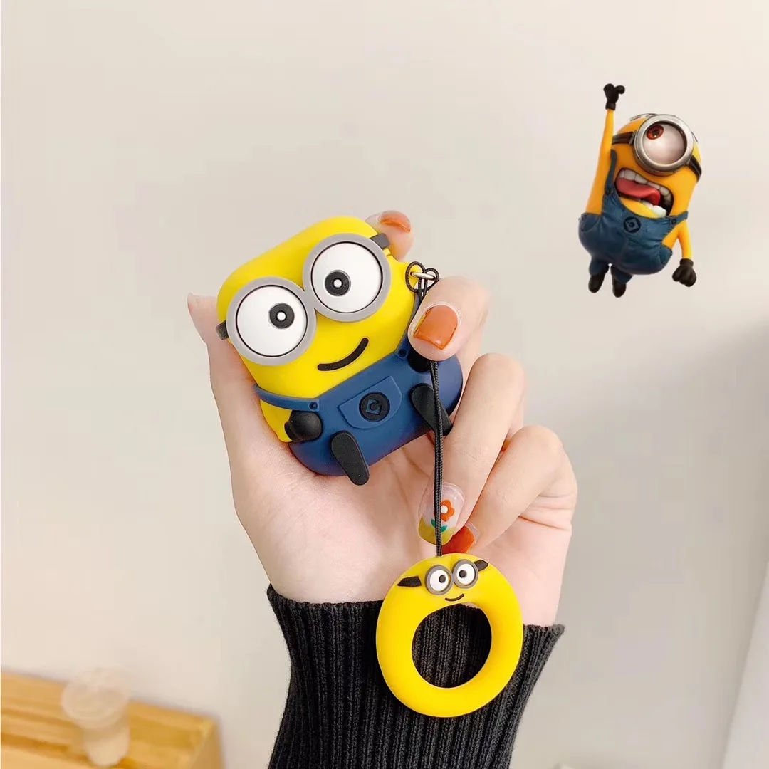 Niedliche 3D-Cartoon-Minions-Accessoires-Hülle für Airpods 5 2026 1 2 3 4 Pro2 Pro 3 Großäugiges Silikon-Kopfhörer-Etui – Detail 5