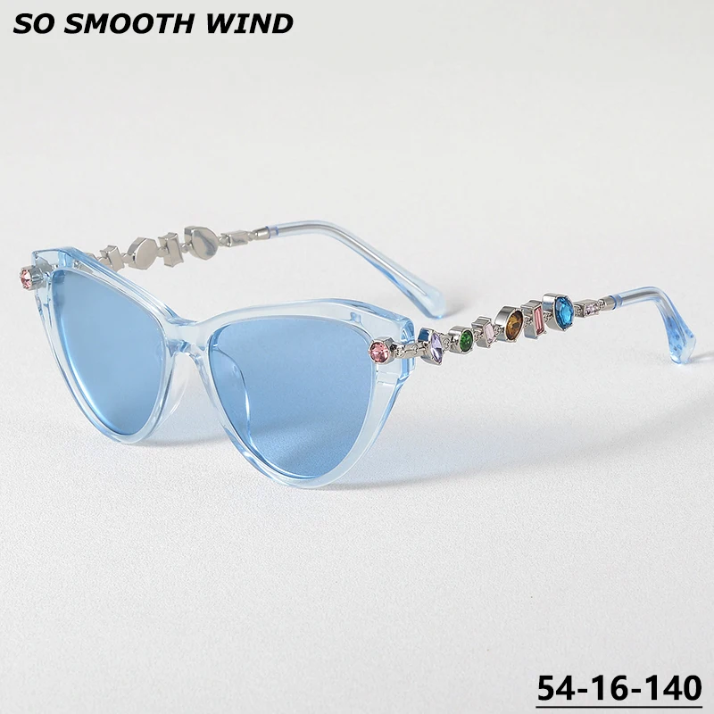 Cat Eye Elegance Design Glasses Frame Luxury Gemstone Sunglasses Fashion Acetic Ultraviolet-proof Men's women Myopia Progressive