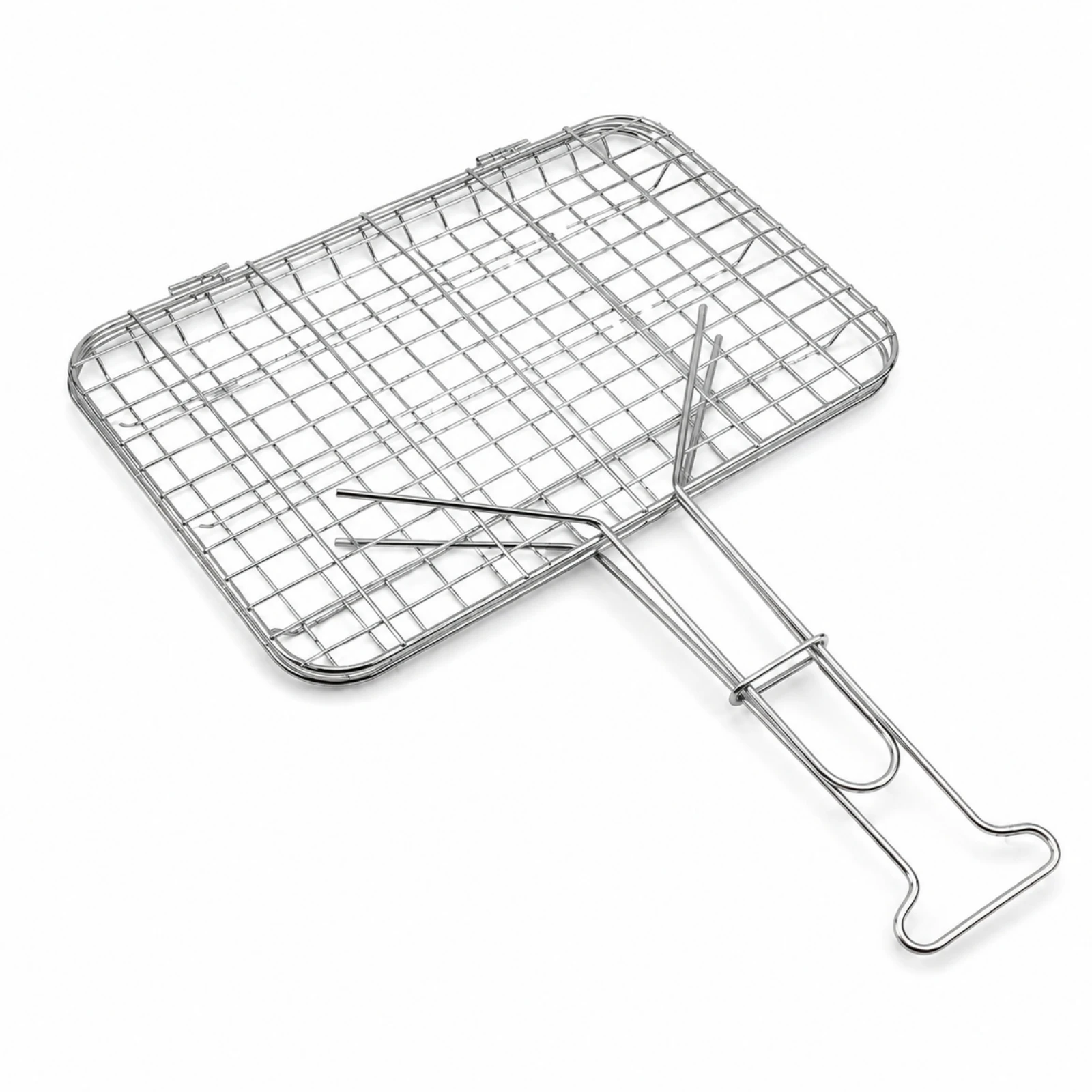 Stainless Steel Grill Basket with Handle Long-Lasting Deep Wire Mesh Grilling Basket Non-Electric Food-Grade