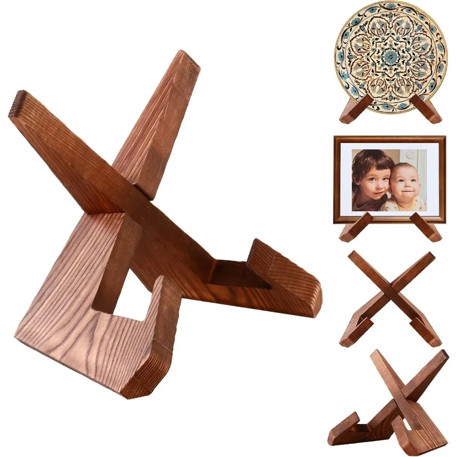 4個パック-プレートスタンド-65インチ-プレートホルダー-木製絵画イーゼル-写真フレームホルダー-写真ディスプレイテーブル