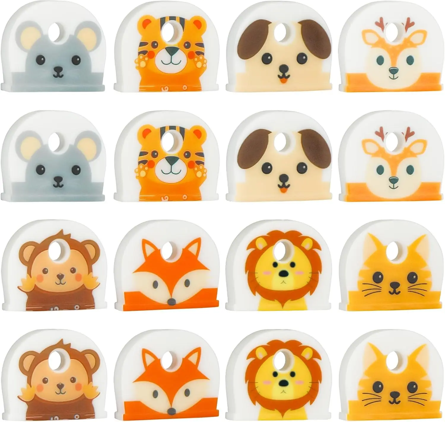 5/10/20Pcs 1 Inch Stretchy Soft Silicone Key Identifier, 8 Cute Animal Designs Colorful Key Caps Protector for Home Keys