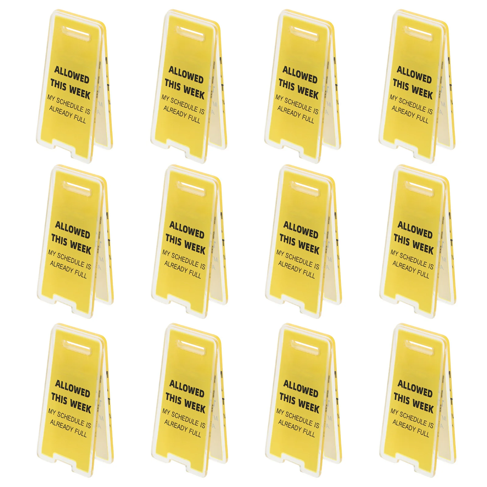 

12pcs Creative Desktop Decor Memo Holder Cute Office Accessories Standing Clip For Notes Receipts Caution Overstimulated Sign