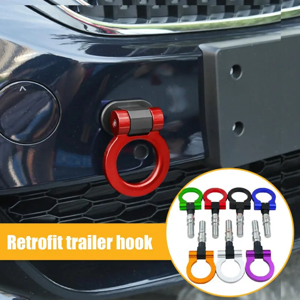 Universal Car Tow Hook Sturdy Wear-resistant JP/EU Plug Aluminum Alloy Front Bumper Trailer Loop Towing Ring Hook Auto Supply