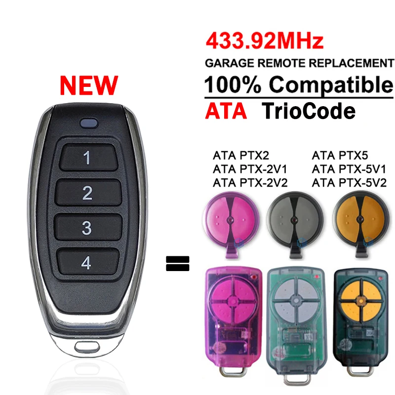 Télécommande de porte de Garage pour ATA PTX5 PTX-2V1 2V2 5V1 5V2, 433.92MHz, Code roulant, ouvre-porte, commande émetteur sans fil