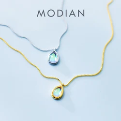Modian Original Brand Drop Multicolor Crystal Dazzling Necklace For Women Gold Color 925 Sterling Silver Pendant Fashion Jewelry