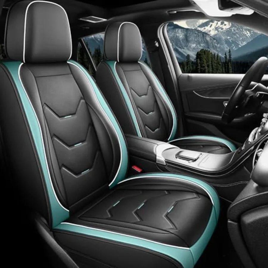 

Universal Leather Car Seat Covers 5 Seat Full Set Automotive Seat Protector Replacement Compatible with Most Honda Chevy Vehi