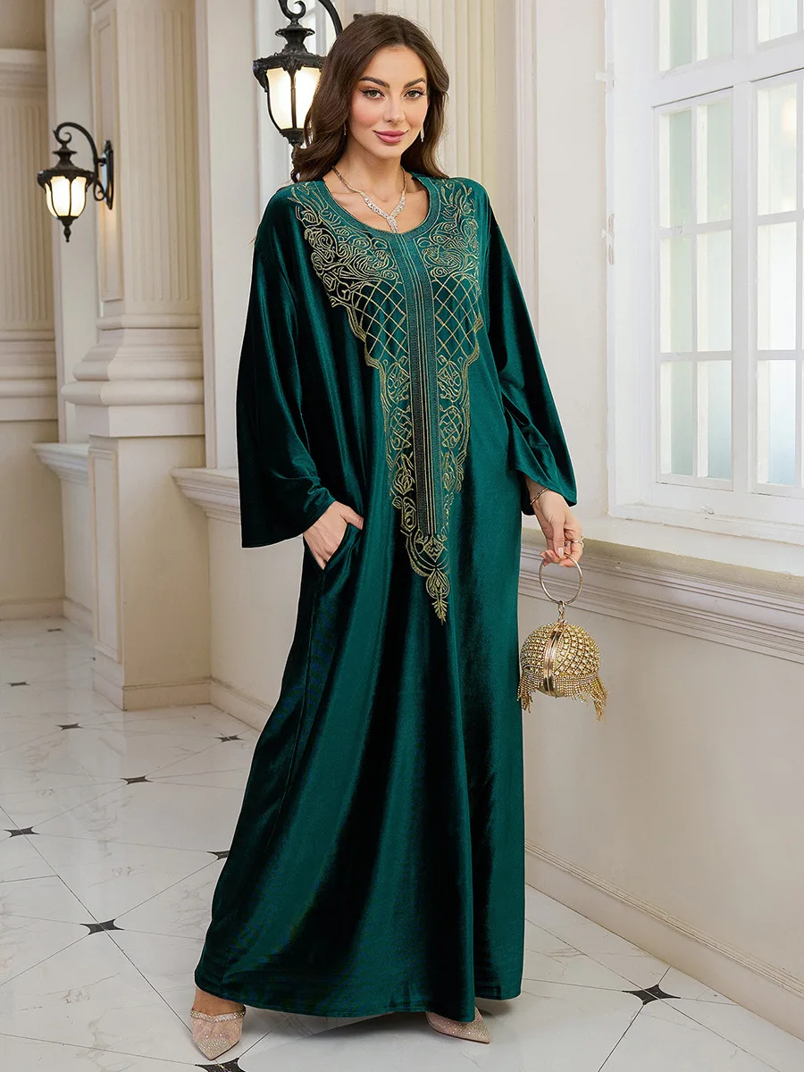Embroidered Abaya Kaftans for Women Modern Elegant Dubai Moroccan Dubai Kaftan Dresses Abaya for Women Muslim Dress