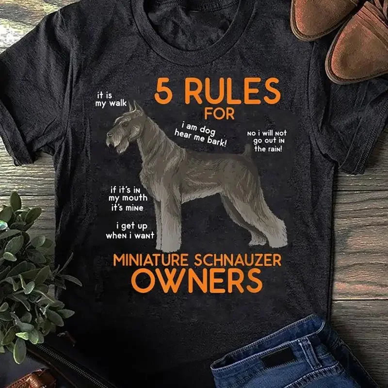 5 Rules for Miniature Schnauzer Owners T-Shirt - Gift for Dog Lovers - Funny ...