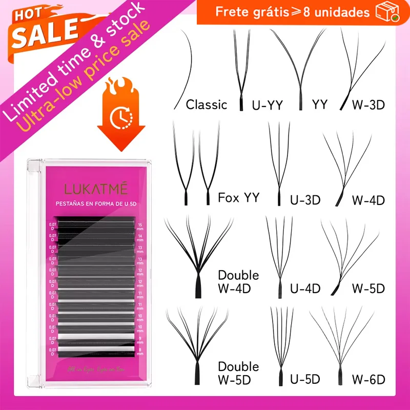 Extensões de cílios LUKATME para iniciantes - Promoção relâmpago! Extensões profissionais YY 3D 4D 5D 6D 8D 10D.