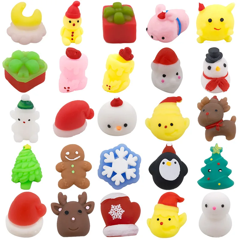 10/30/50Pcs Christmas Squishy Toys Kawaii Soft Stress Reliever Fidget Toys Party Favors, Goodie Bag, Christmas Gifts Kids Adult