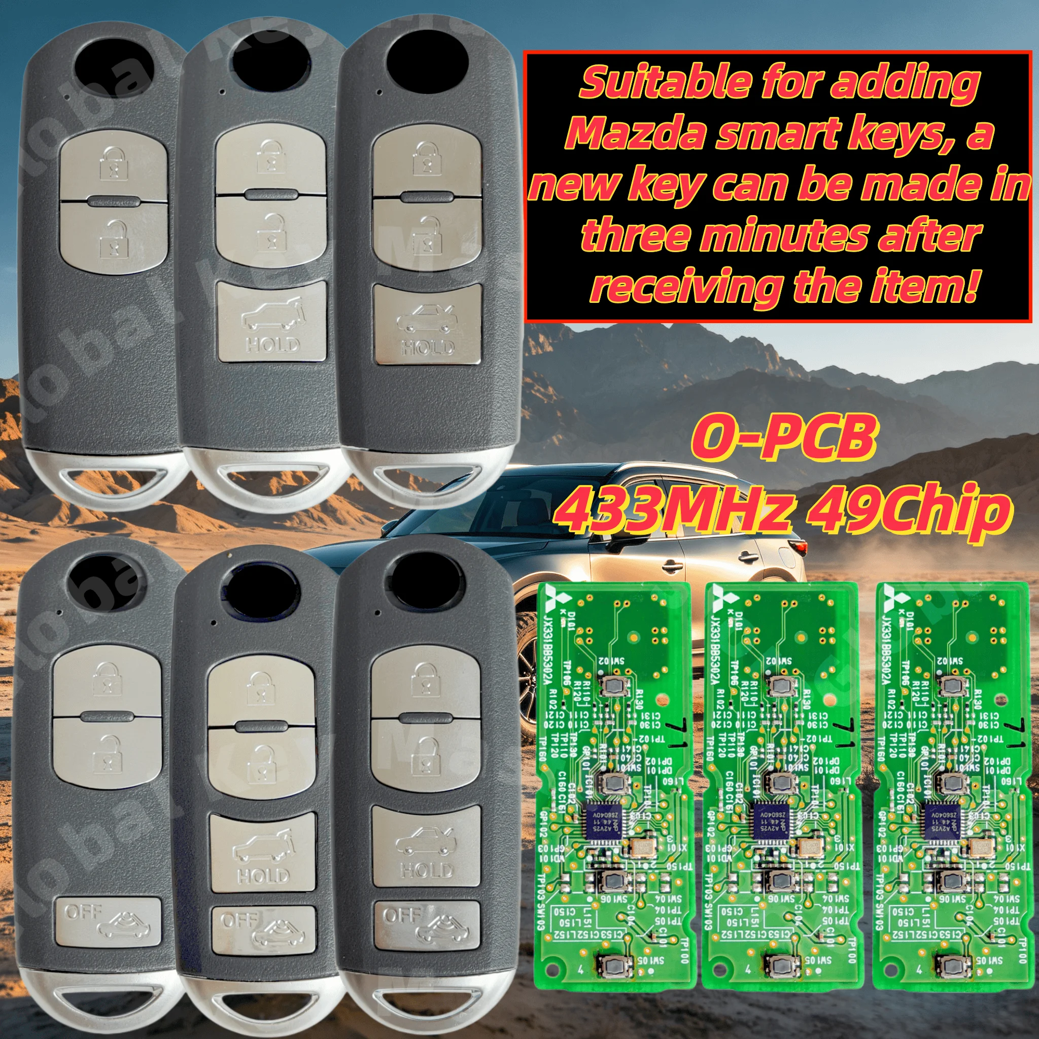 Suitable for Mazda Smart Remote Control Keys, Compatible with 315/433Mhz, Compatible with Mazda Cx3 Cx5 Cx7, Self-Made Keys in Three Minutes