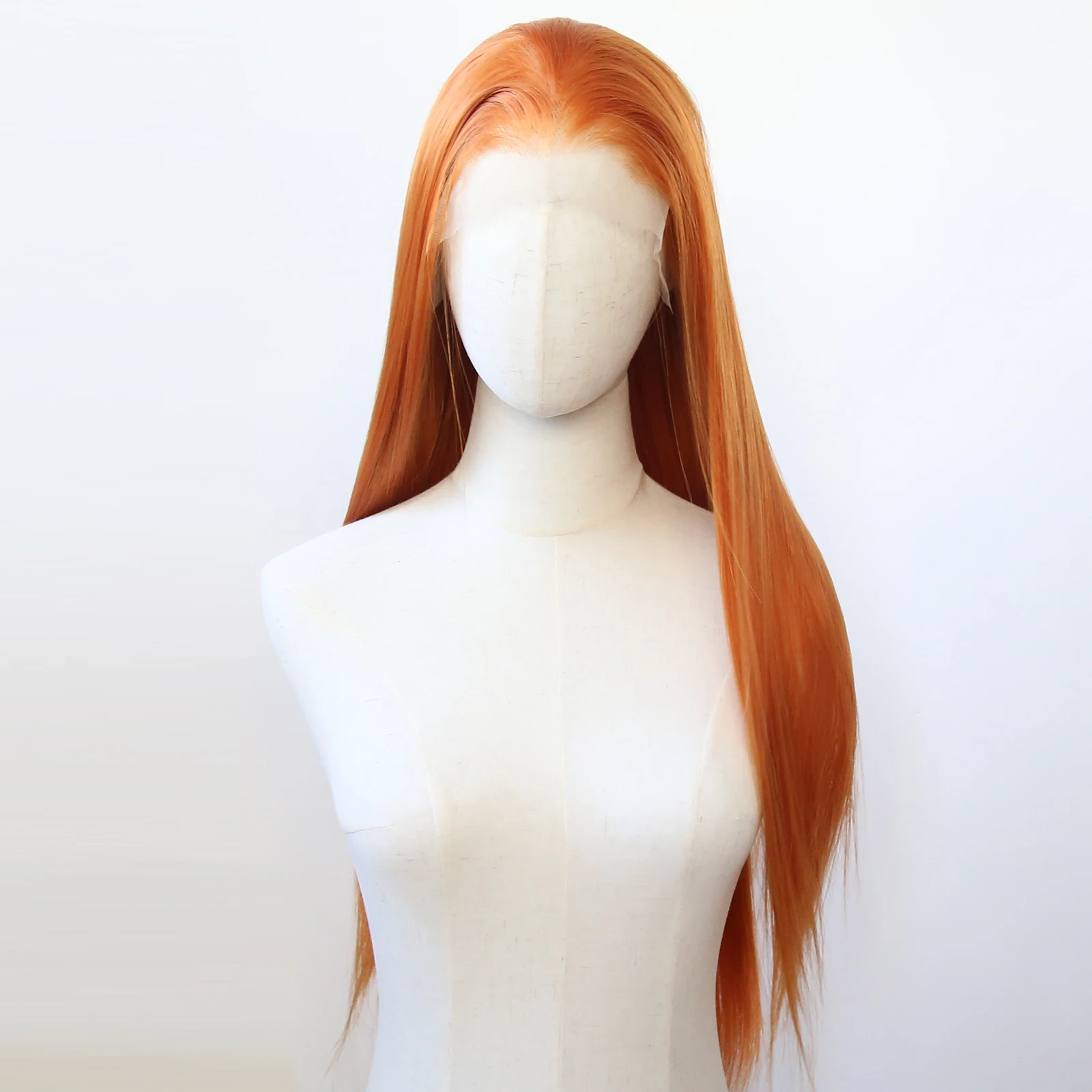 Ginger Orange Wig Synthetic Lace Front Wig Long Straight Orange Lace Front Synthetic Wig Pre Plucked Heat Resistant Fiber Hair