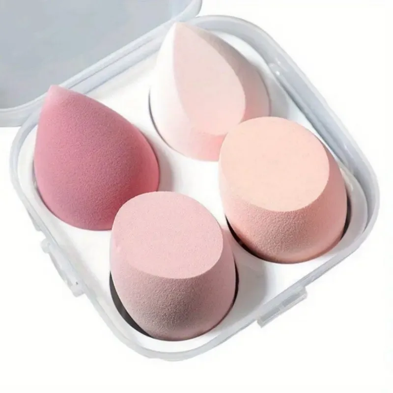 Set di pennelli per trucco a tubo lungo multicolore da 8 pezzi + 4 uova di bellezza in scatola rosa + 1 borsa portaoggetti rosa, adatto come regalo per gli amici