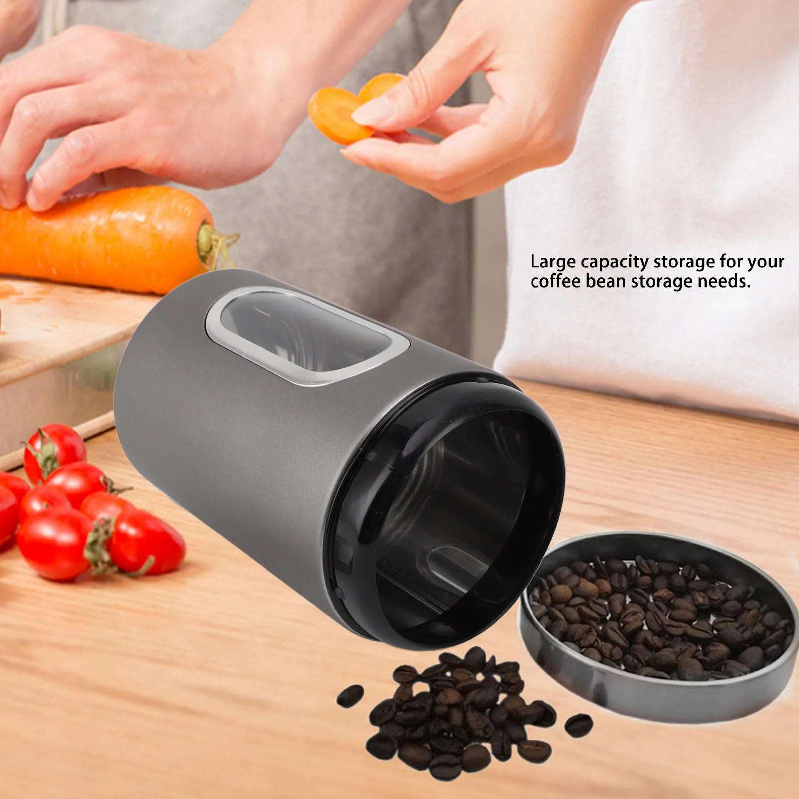 

3Pcs Coffee Container Visible Window Multifunctional Canister Large Capacity Airtight Stainless Steel for Kitchen Mixed Grains