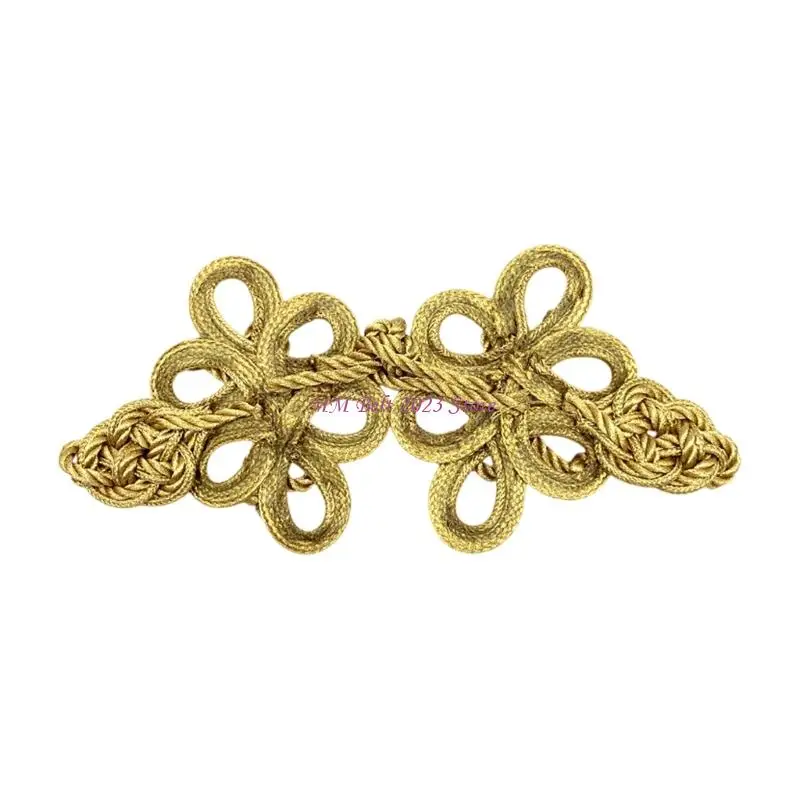 49ME Polyester Cord Knot Button Metallic Cord Ornamental Clasp for Clothing Embellishment Sewing Trim and Craft Use