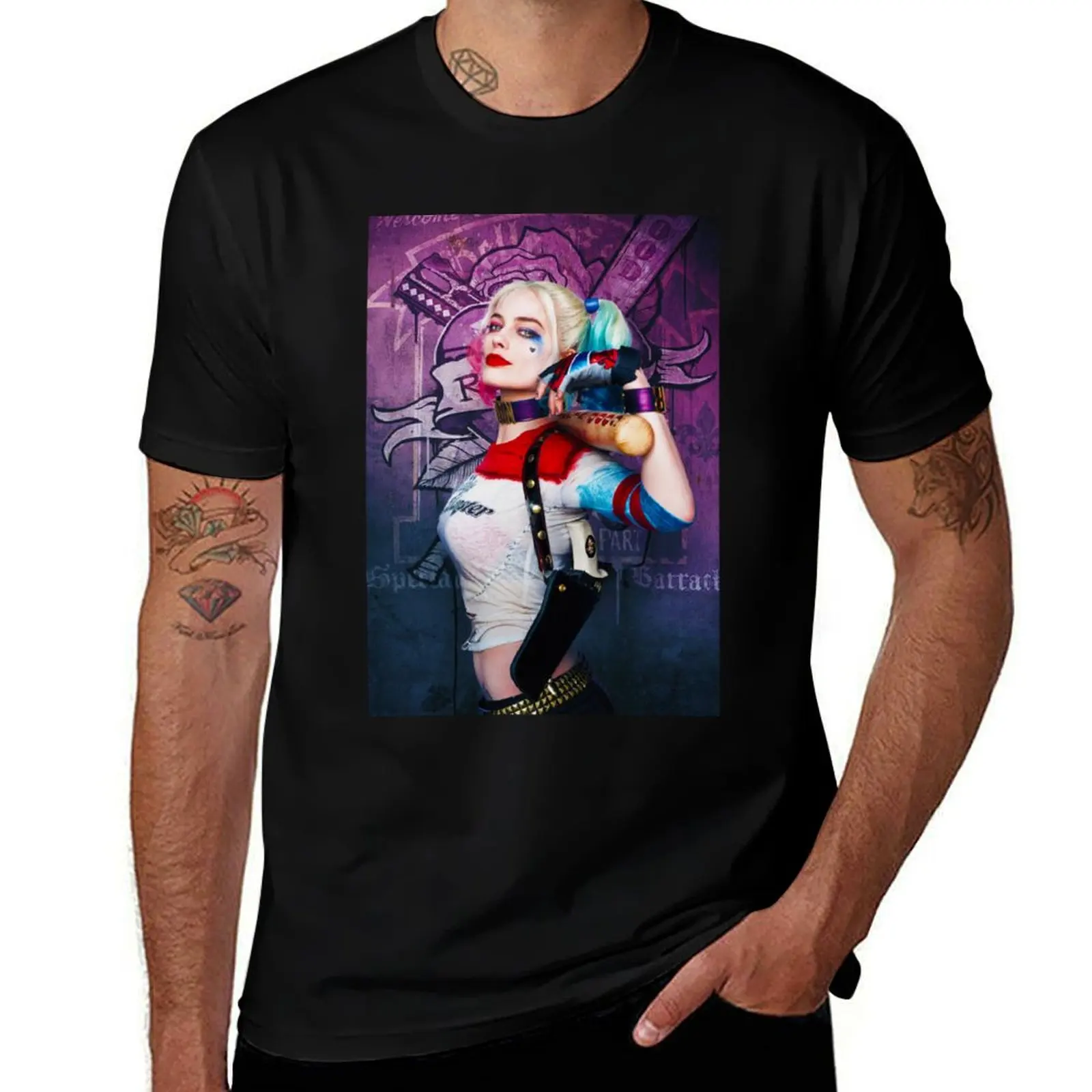 

Margot Robbie Pink Blue pigtails hairstyle T-Shirt vintage t shirts customs T-shirts for men cotton