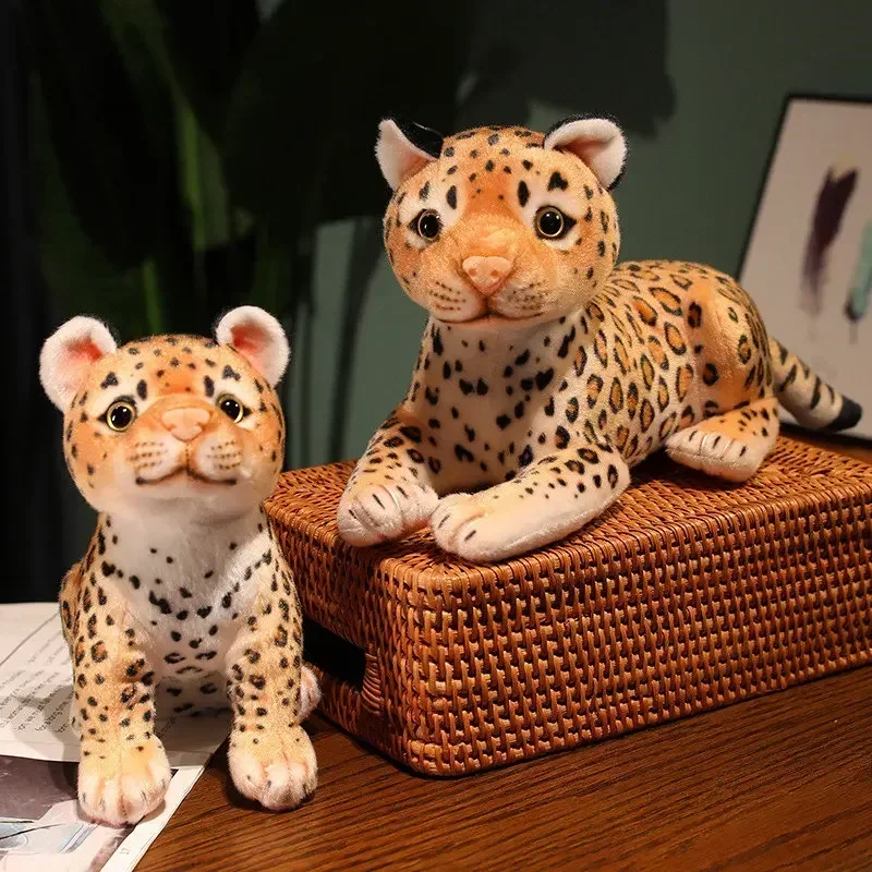 Juguetes de leopardo de Peluche de 3 posturas, modelos de Cheetah Cub, accesorios de muñeca suave de Peluche, accesorios de fotografía para recién nacidos