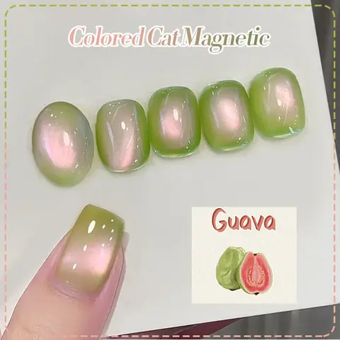 BORN PRETTY Guava Colored Cat Magnetic Gel Sparkling Green Glass Bead Oak Off UV Gel Nail Art Varnish Salon Home DIY