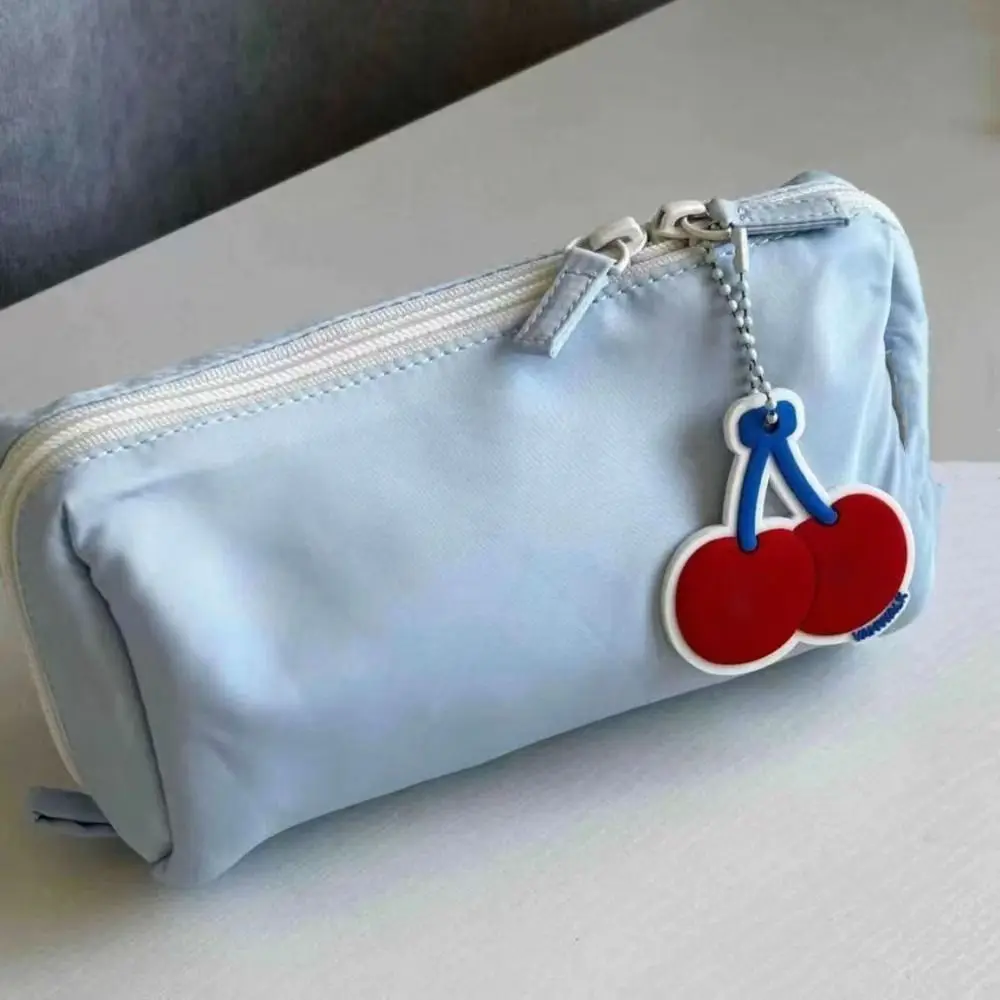 

Simple Solid Color Pen Bag Large Capacity Double Zipper Design Pencil Case Dirty-proof Pen Pouch Students