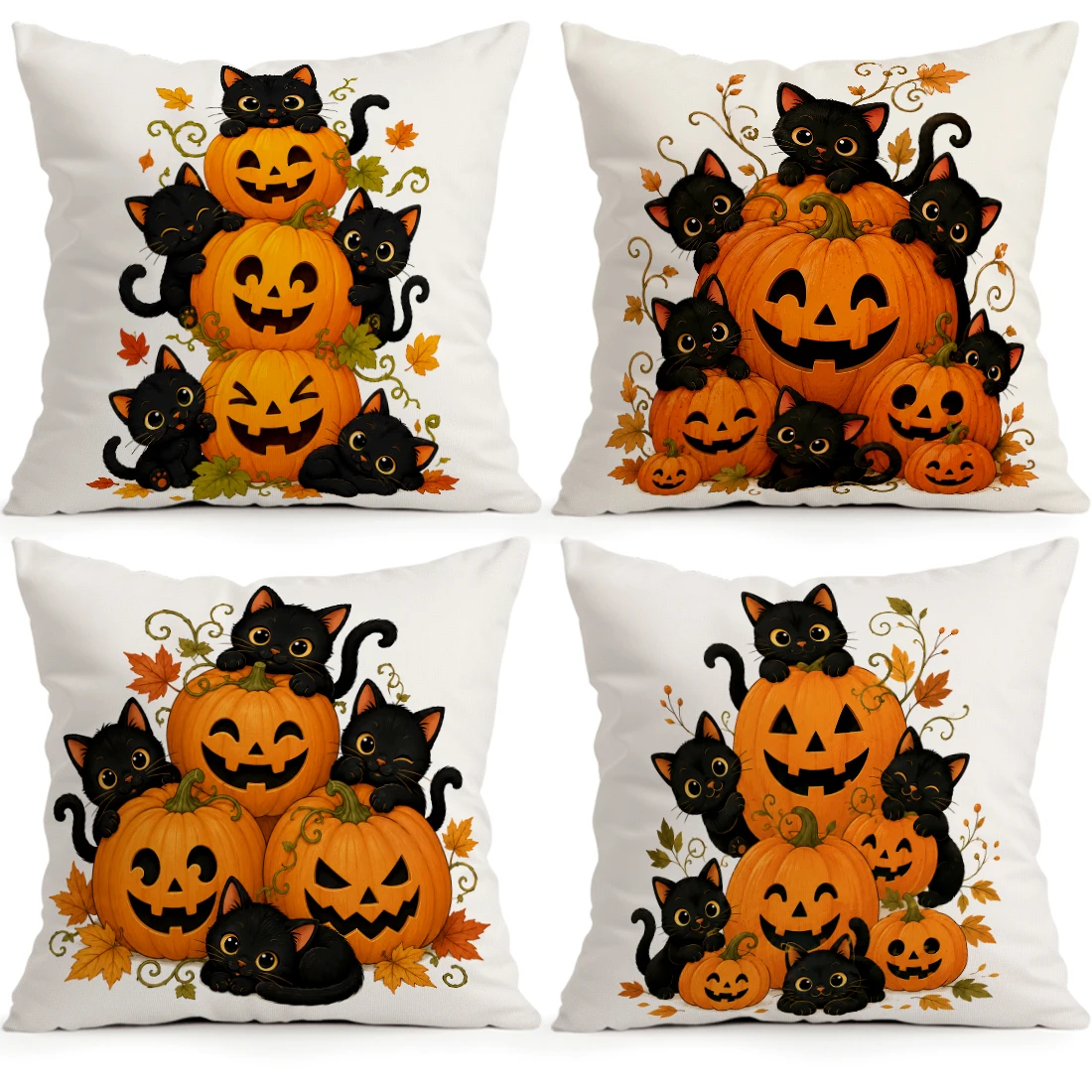 Black Cat Halloween Pillowcase Printed Polyester 40/45/50cm Throw Pillowcover Decorative Sofa Cushion Pillowslip Home Decor
