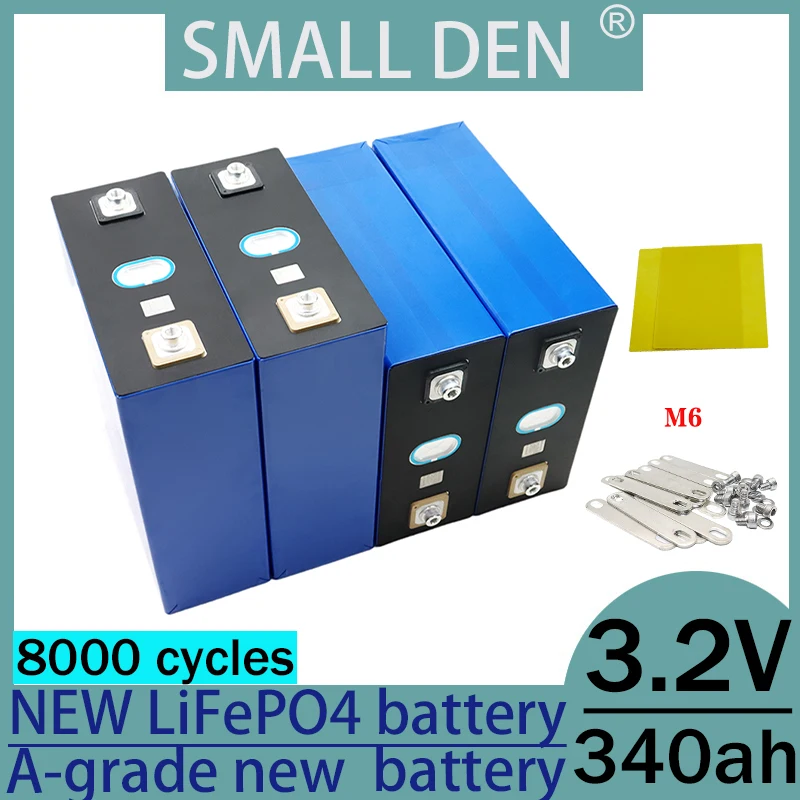 New 340AH 3.2V Lifepo4 A-level DIY 12V 24V rechargeable battery pack, suitable for solar storage RVs and duty-free motorcycles