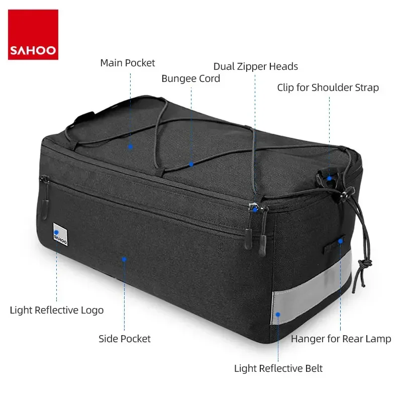 Alum. Foil Insulated Trunk Bag Bicycle Luggage Carrier Pannier Thick Cushion Thermal Insulation Drinks Cooler Shoulder Carry