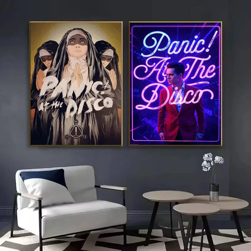 P-Panic At The Disco Rock Band Poster Waterproof Sticky Wall Art Print For Bedroom Living Room Hallway Bar Home Decor