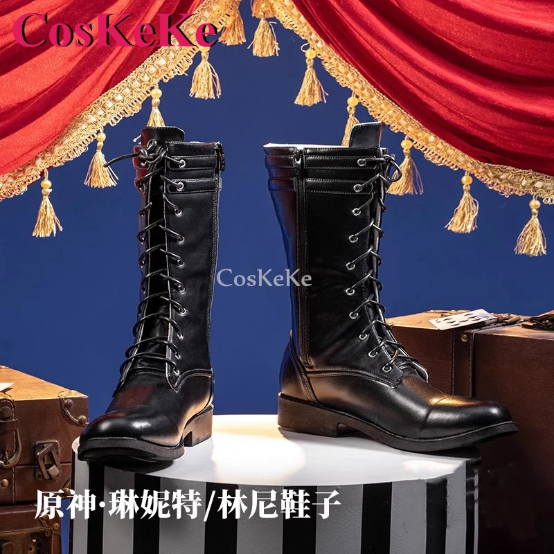 

CosKeKe Lynette/Lyney Shoes Cosplay Game Genshin Impact Fashion High-Top Boots Party Role Play Accessories