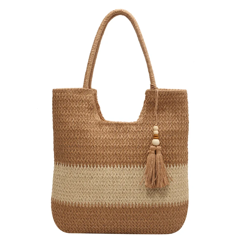 Bohemian Style Women's Straw Bag 2023 Llarge Capacity Hand Woven Beach Handbags for Women Hollow Underarm Shoulder Shopping Tote